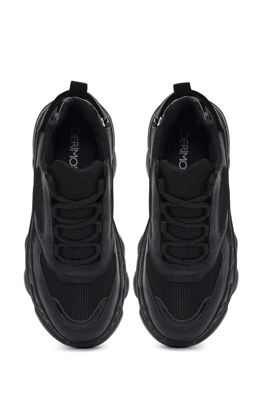 Kadın Siyah Bağcıklı Kalın Tabanlı Sneaker