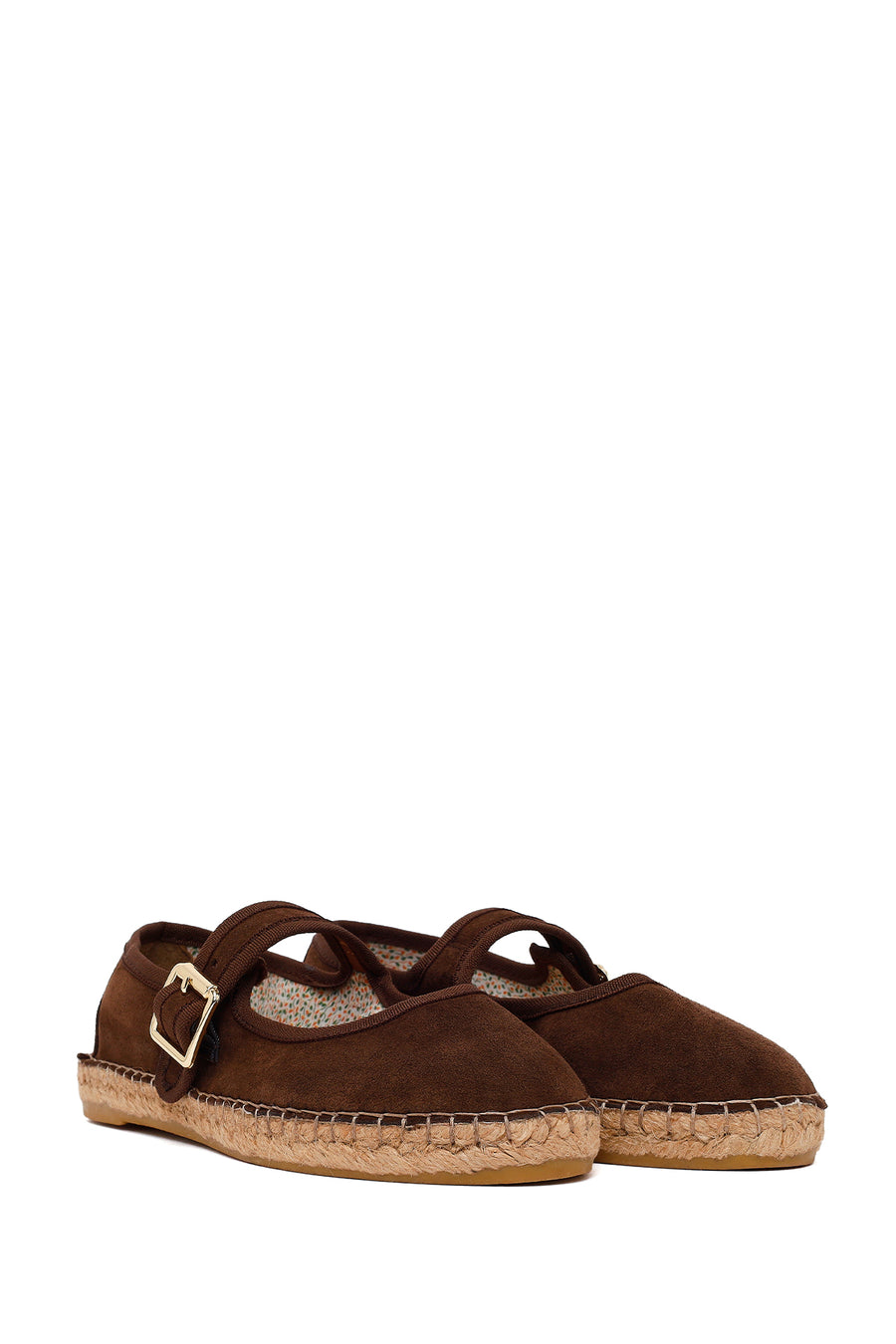 Women's Brown Strap Suede Leather Espadrilles