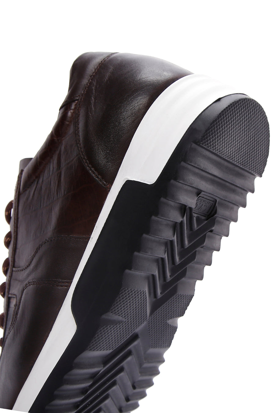 Erkek Kahverengi Bağcıklı Deri Sneaker