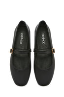 Women's Black Banded Leather Ballerinas | Derimod