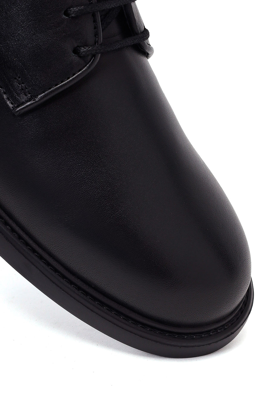 Male Black Lace-Up Leather Casual Shoes