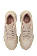 Women's Beige Leather High Sole Sneaker | Derimod