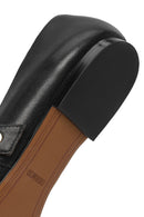 Women's Black Buckle Leather Ballerinas | Derimod