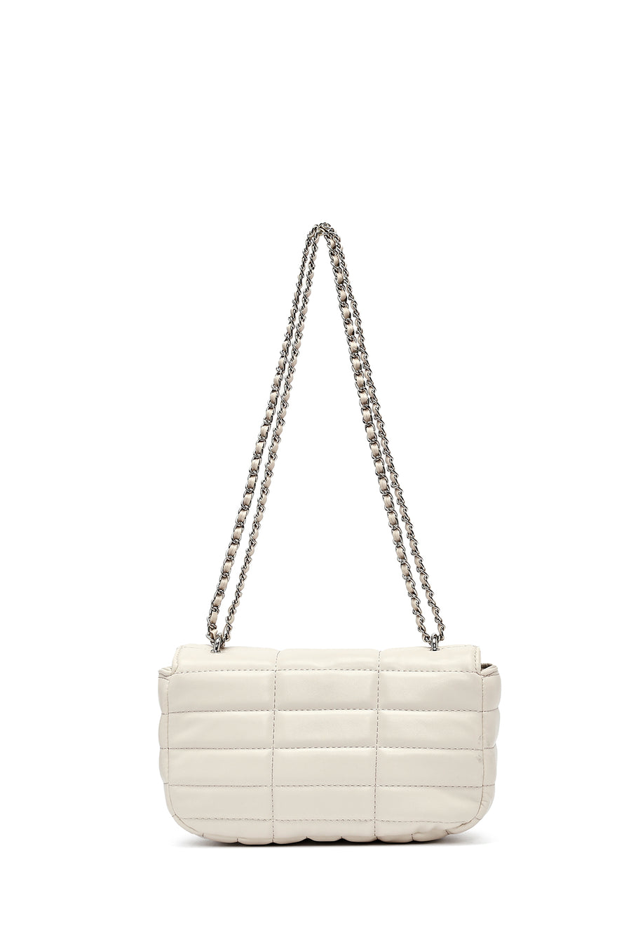Women's Cream Long Strap Quilted Mini Crossbody Bag