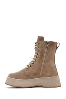 Women's Beige Thick Soled Boots Suede Leather Boots | Derimod