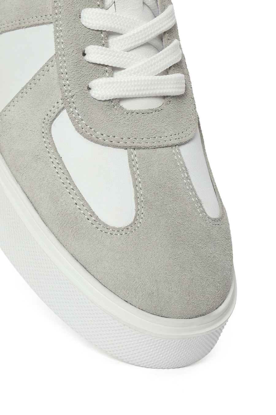 Erkek Beyaz Bağcıklı Deri Sneaker
