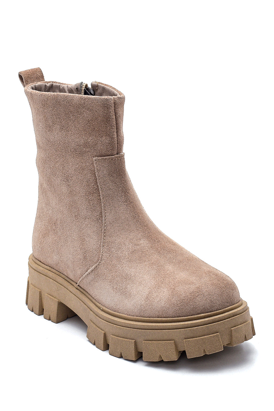 Women's Leather Suede Zipper Boots