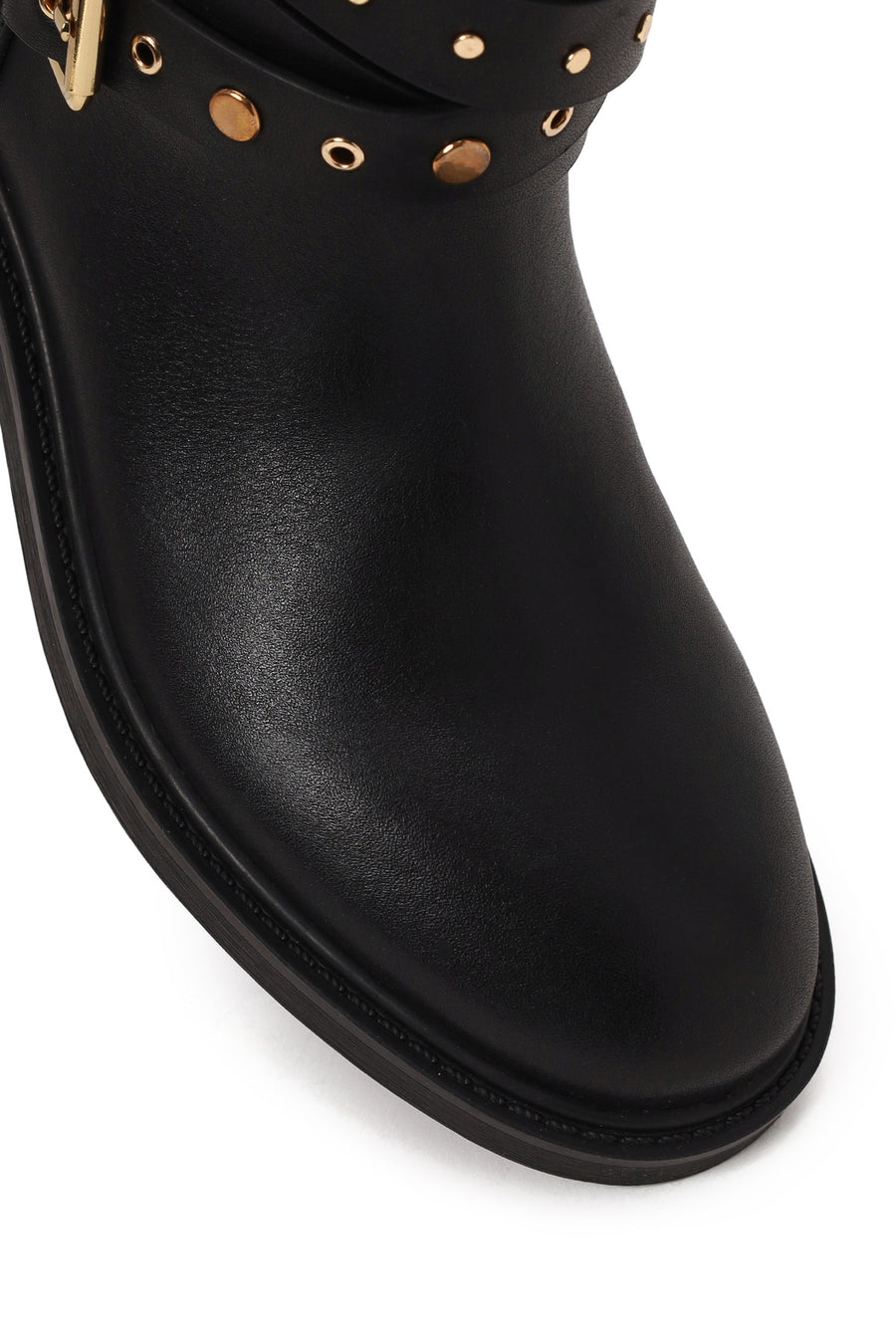 Woman Black Leather Biker Boots