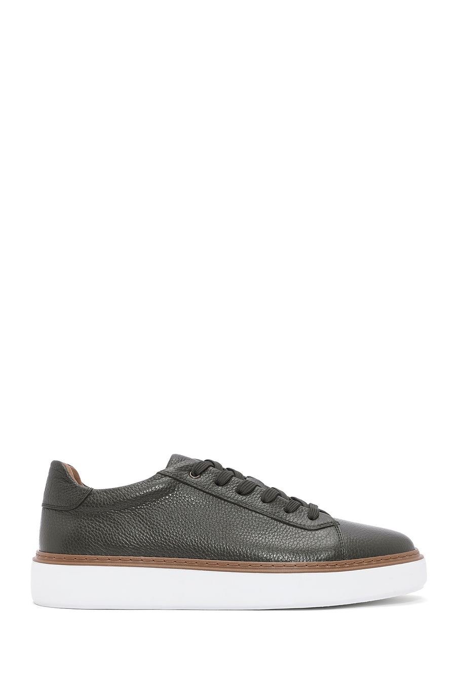 Erkek Haki Bağcıklı Deri Sneaker 26SFD6124FT | Derimod