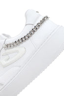 Alberto Guardiani Women's White Chain Leather Sneaker | Derimod