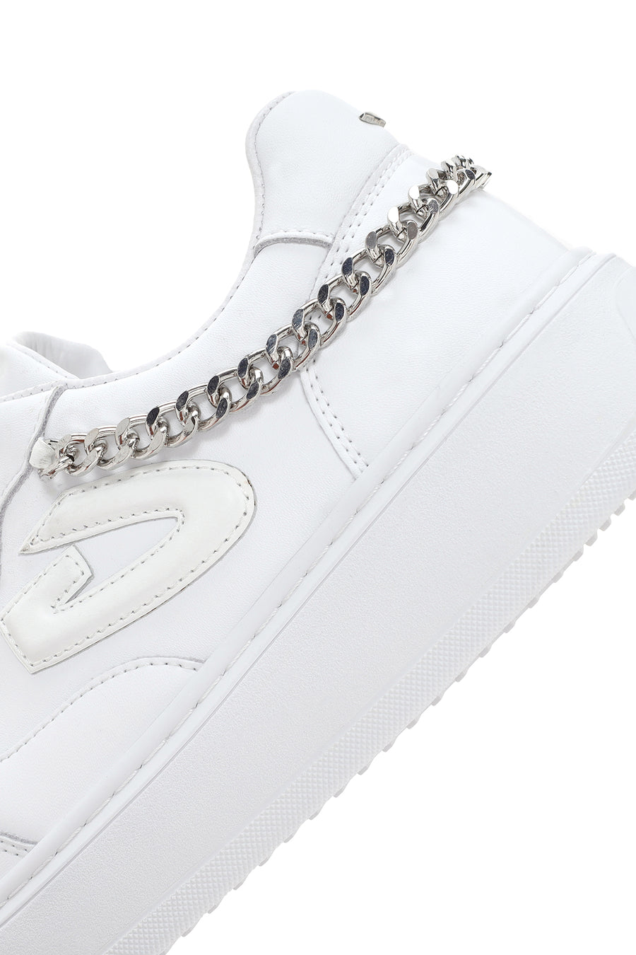 Alberto Guardiani Women's White Chain Leather Sneaker