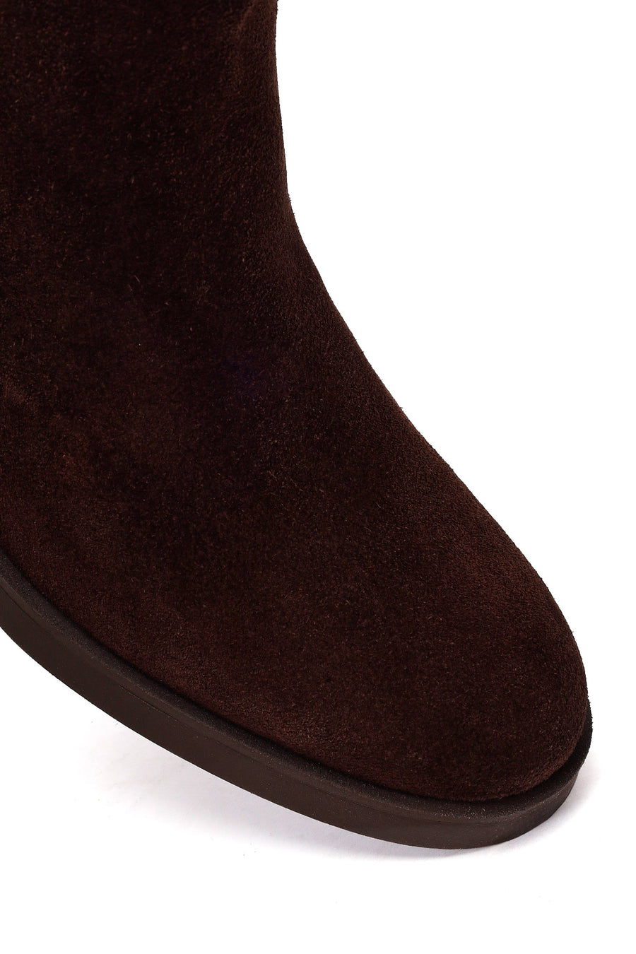 Woman Brown Zip Closure Chunky Heeled Suede Boots