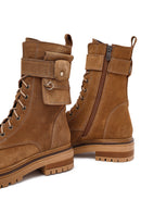 Woman Tan Zippered Suede Leather Boat | Derimod