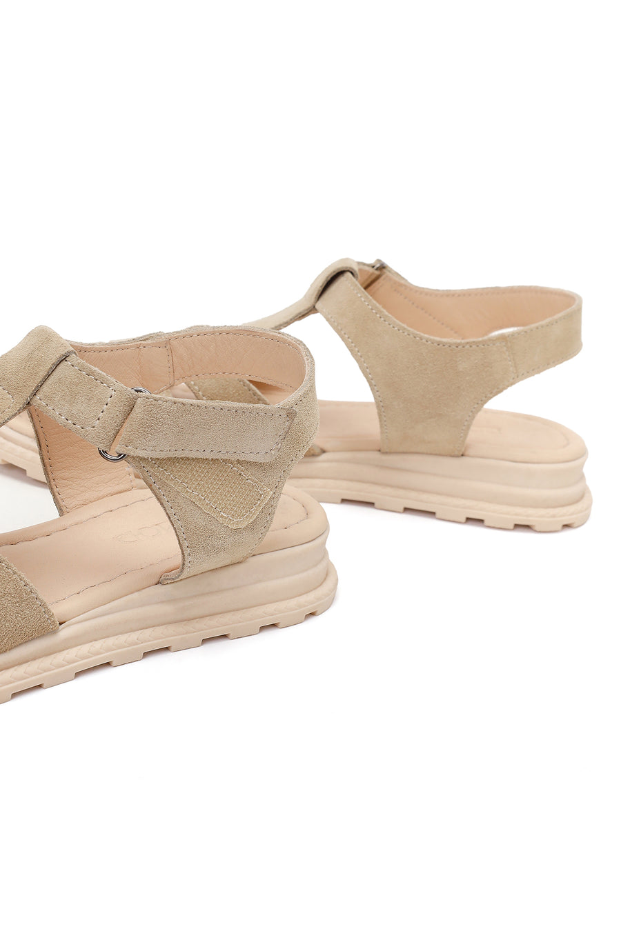 Women's Beige Suede Leather Sandals