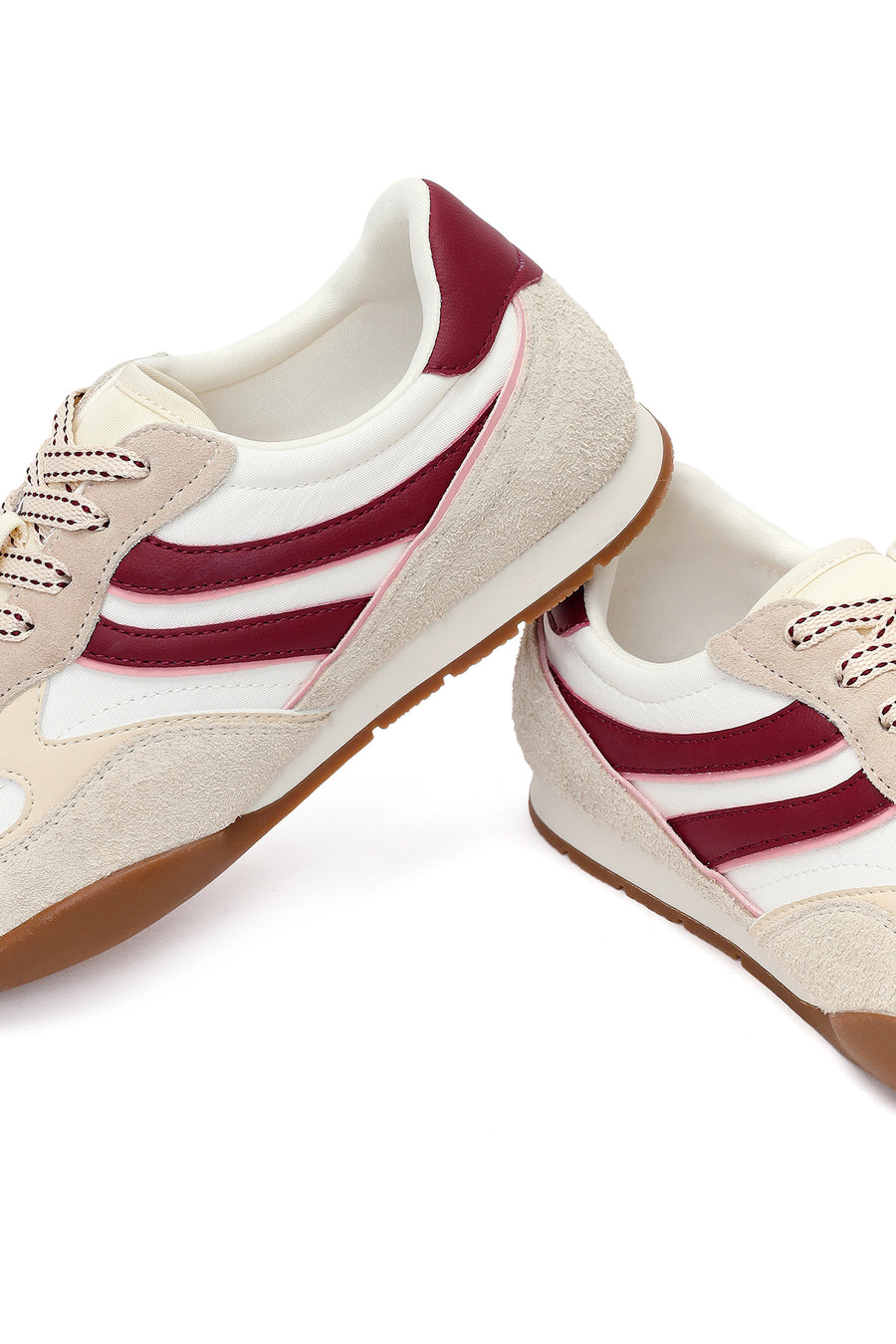 Women's Beige Lace-up Leather Sneaker