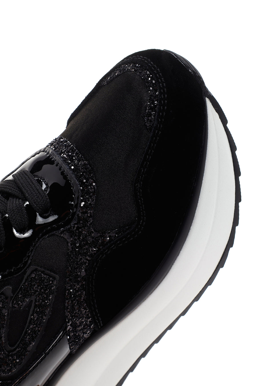 Alberto Guardiani Women's Black Louise Thick Soled Leather Sneaker