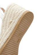 Women's White Ankle Buckle Wedge Heel Espadrille Sandals | Derimod