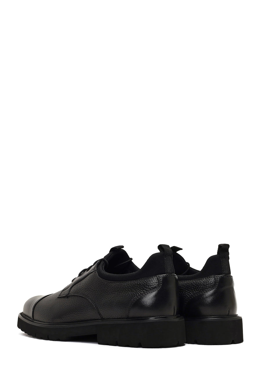 Men's Black Lace-Up Leather Casual Shoes