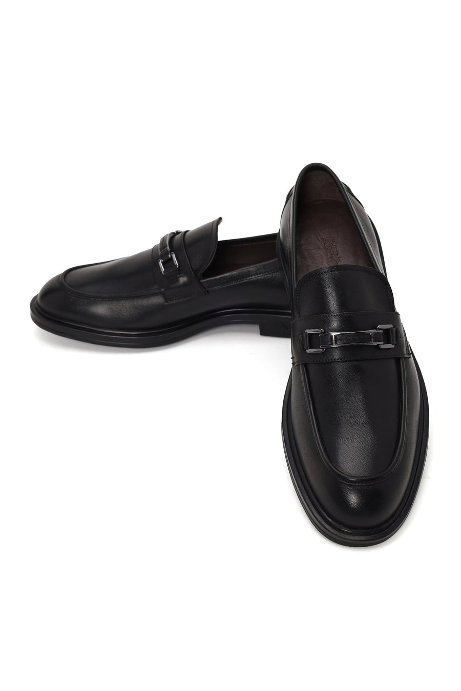 Erkek Siyah Tokalı Deri Klasik Loafer