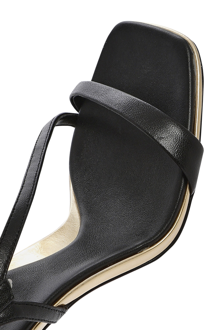 Women's Black Ankle Strap Leather Thin Heel Sandals