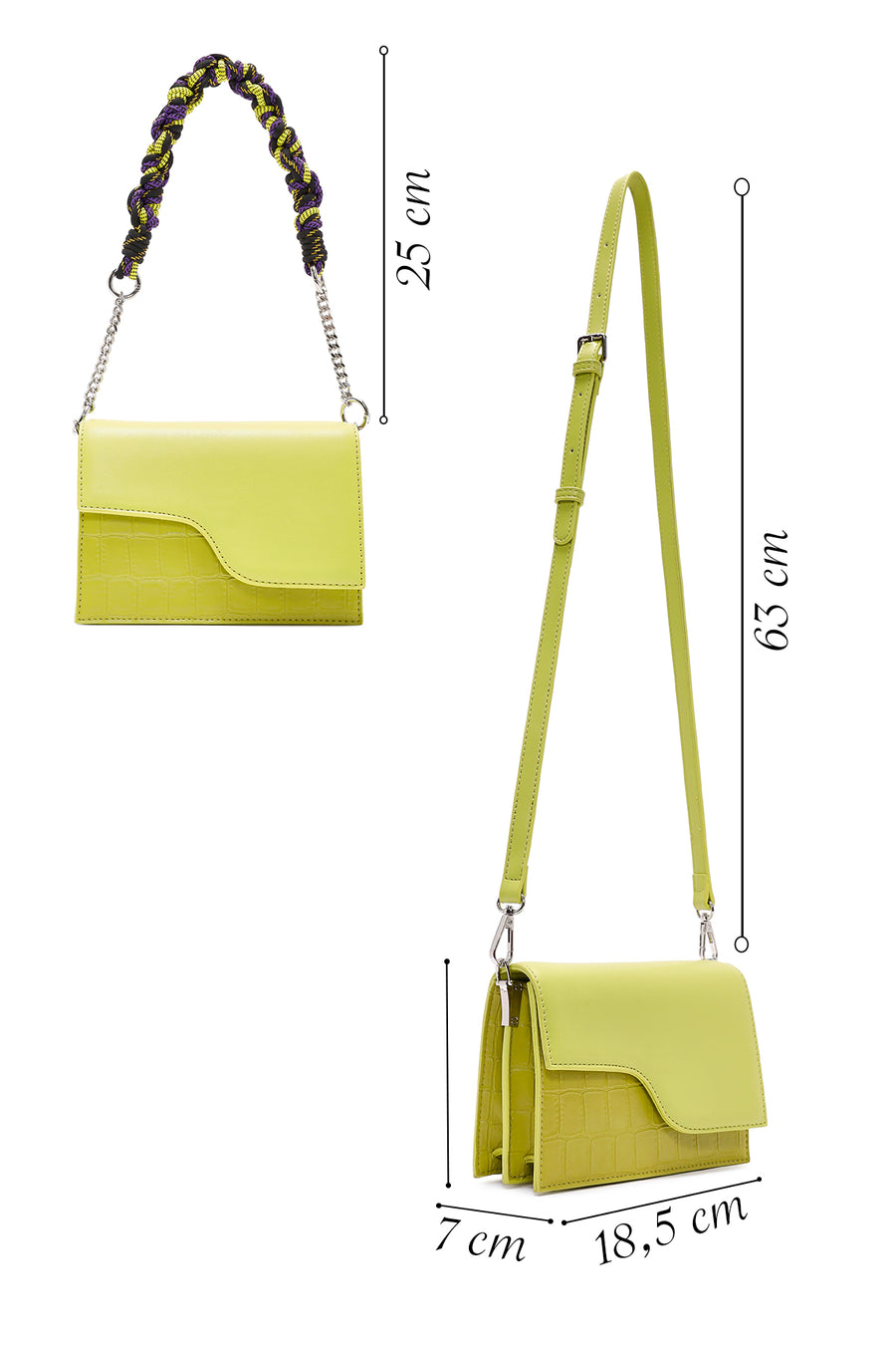 Women's Green Long Strap Chain Detailed Mini Handbag
