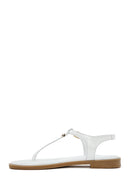 Women's White Flip-Flop Patent Leather Sandals | Derimod