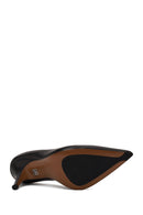 Woman Black Thin-Heeled Leather Stiletto | Derimod