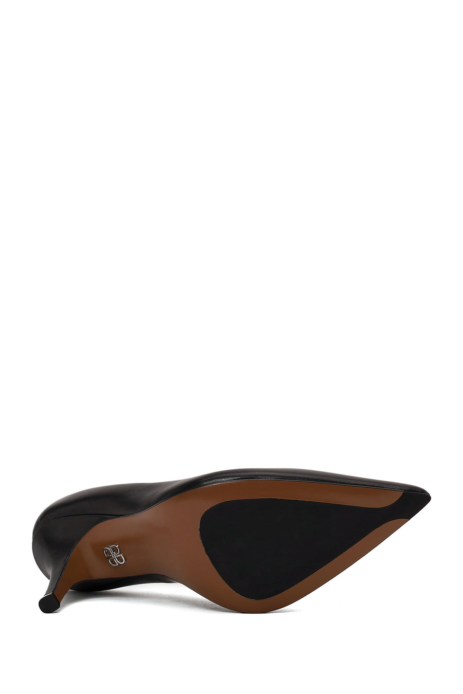 Woman Black Thin-Heeled Leather Stiletto