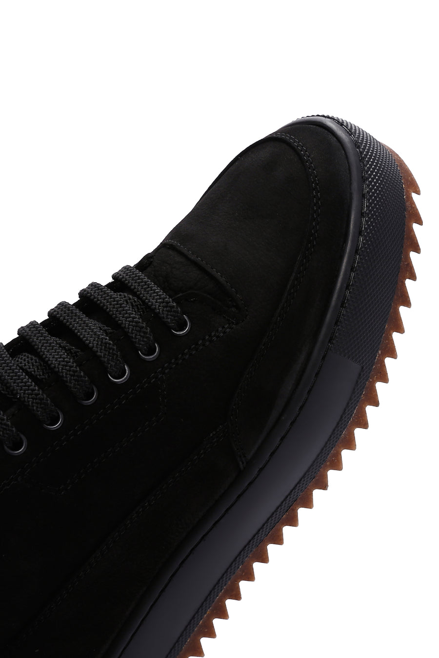 Men's Black Thick Sole Nubuck Leather Casual Sneaker