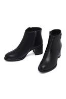 Woman Black Zip Closure Chunky-Heeled Boots | Derimod