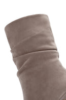 Women's Mink Thin Heeled Suede Leather Boots | Derimod