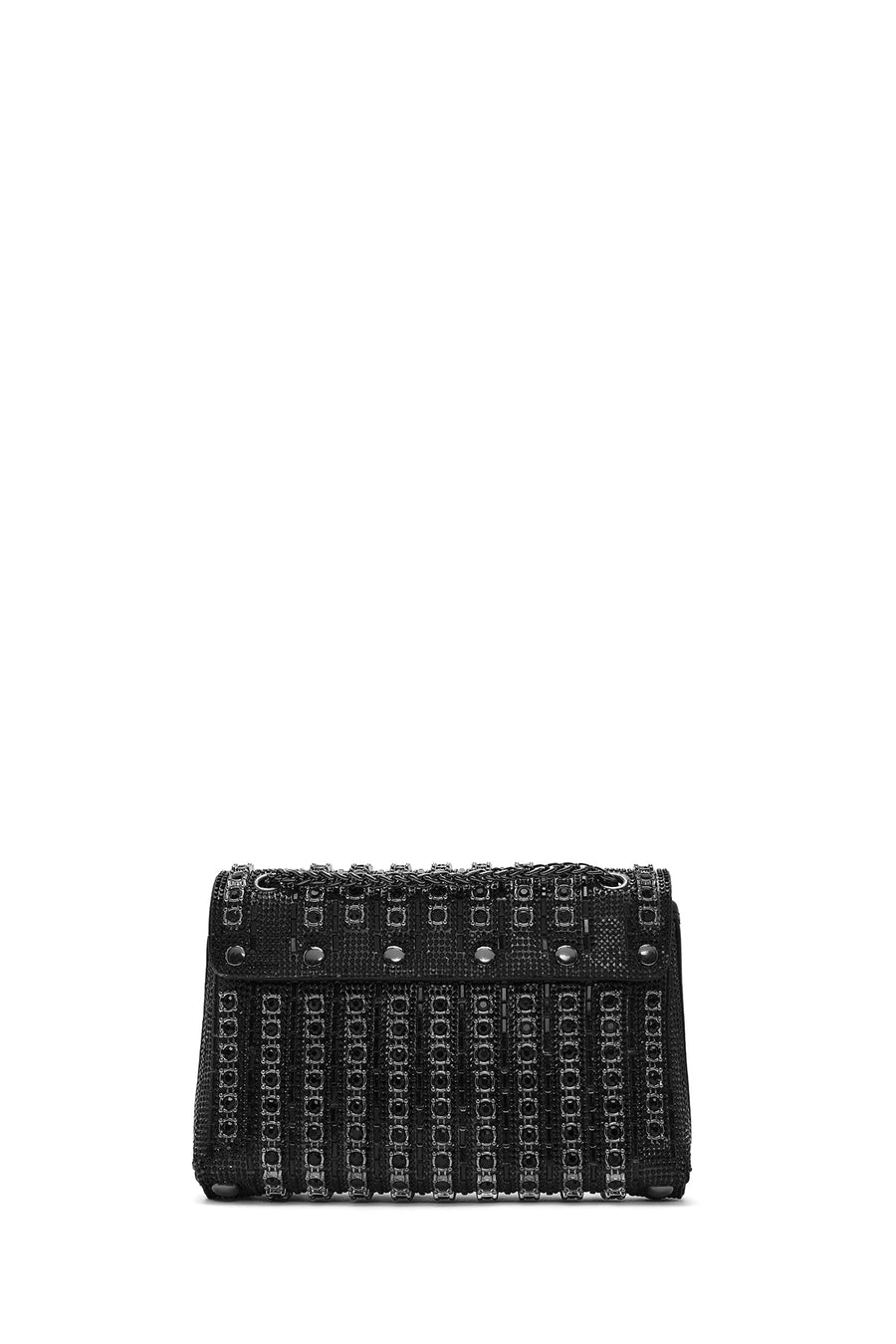 Women's Black Chain Strap Embellished Evening Bag