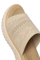 Woman Beige Thick-Soled Patterned Comfort Slippers | Derimod