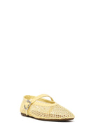 Woman Yellow Mesh Ballerine Shoes | Derimod