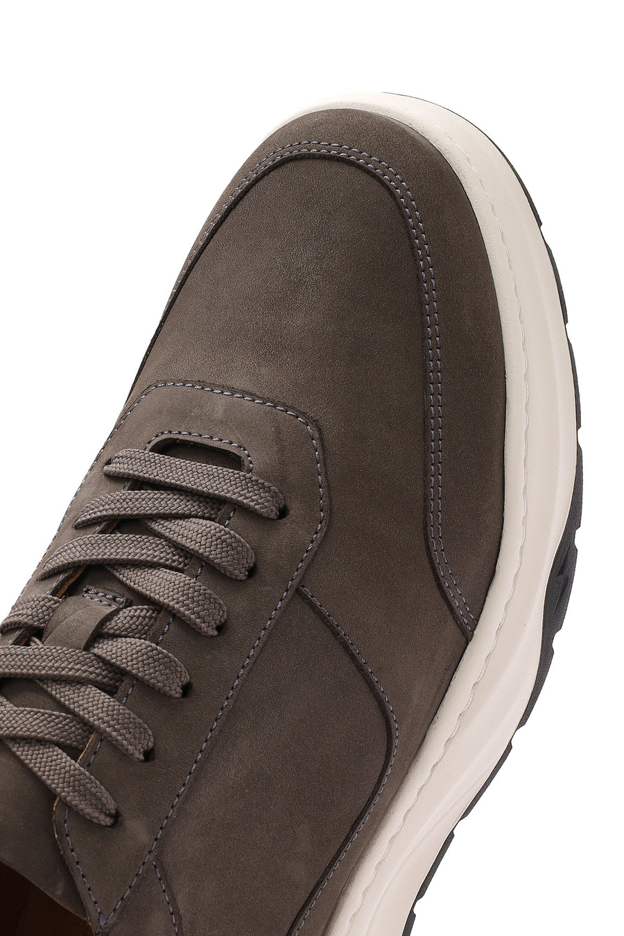 Erkek Gri Bağcıklı Nubuk Deri Sneaker