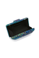 Women's Green Long Chain Strap Patterned Mini Clutch Evening Bag | Derimod