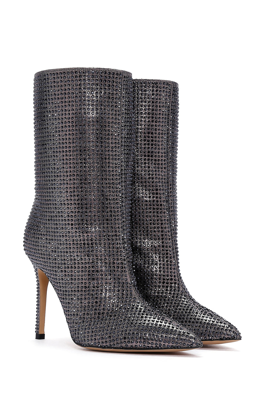 Women's Anthracite Stone Thin Heeled Leather Boots