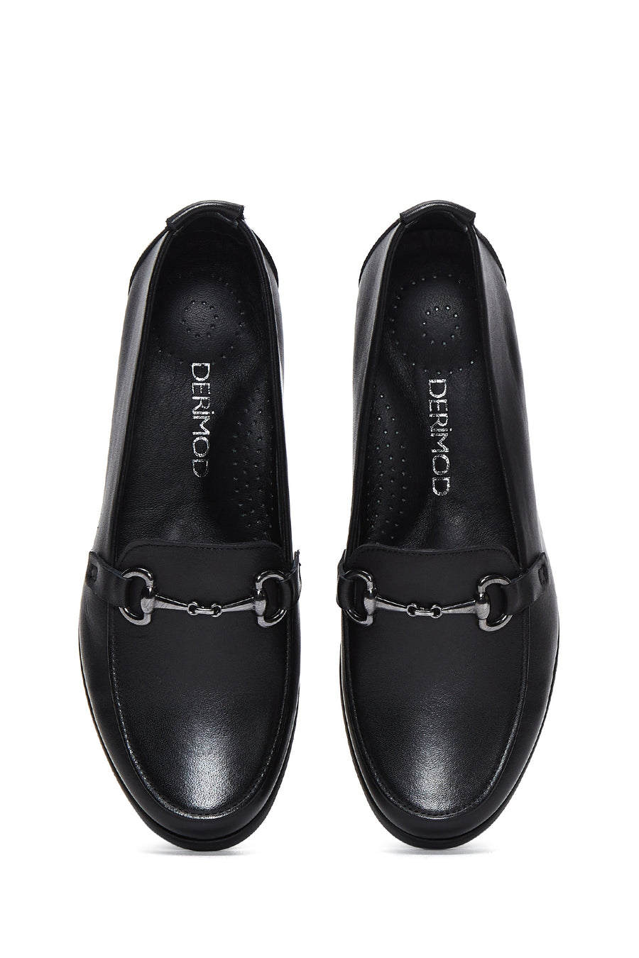 Women's Black Leather Wedge Heeled Comfort Loafer