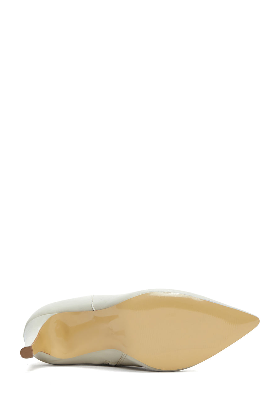 Women's Beige Leather Zippered Heeled Classic Boots