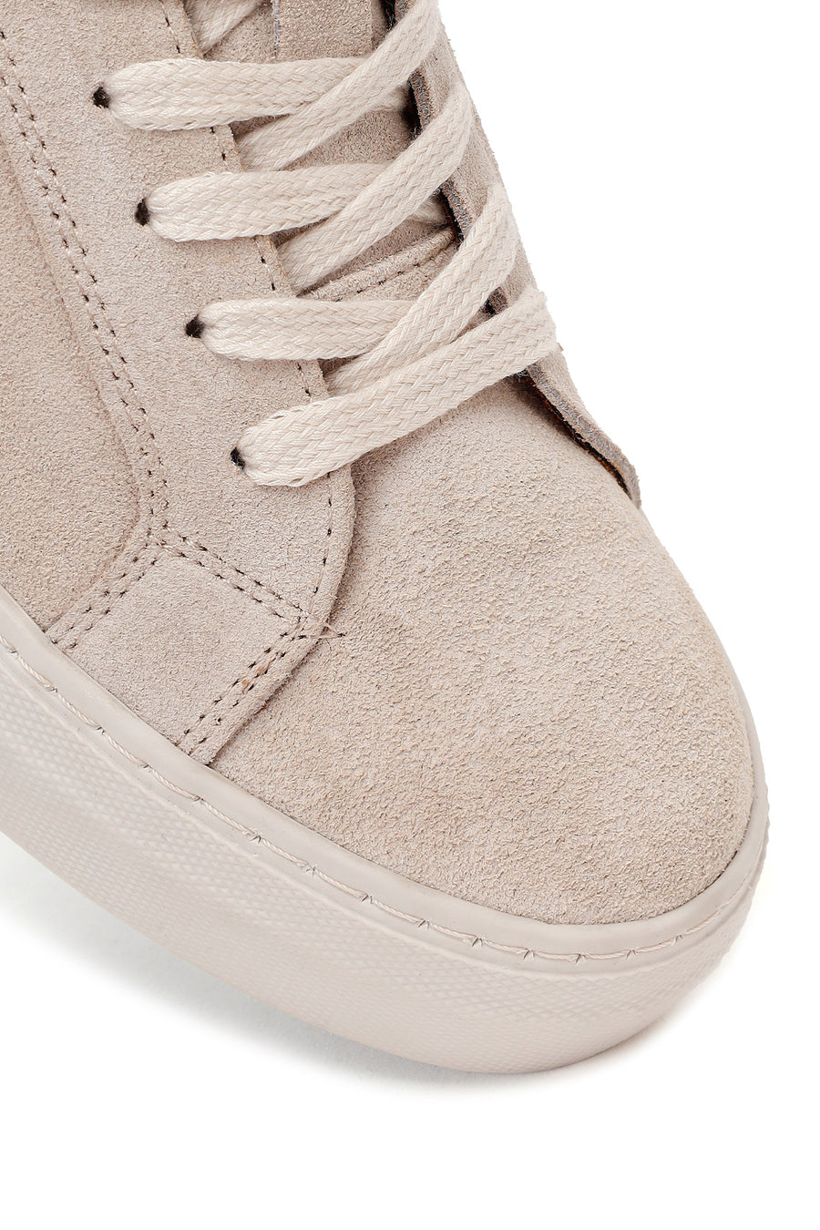 Kadın Bej Bağcıklı Süet Deri Sneaker
