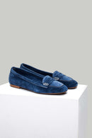 Blue Suede Women's Leather Loafer | Derimod