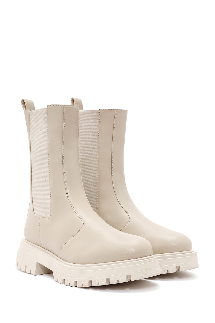 Women's Cream Chelsea Boots