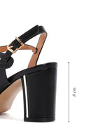 Women's Black Ankle Strap Thick Heeled Sandals | Derimod