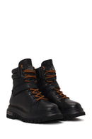 Harley Davidson Woman Black Angelhard Lace-Up Leather Combat Boots | Derimod