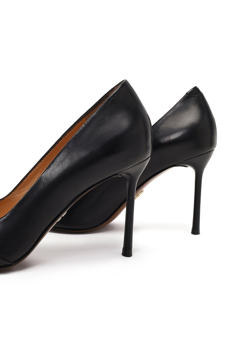 Women's Black Thin Heeled Leather Stiletto