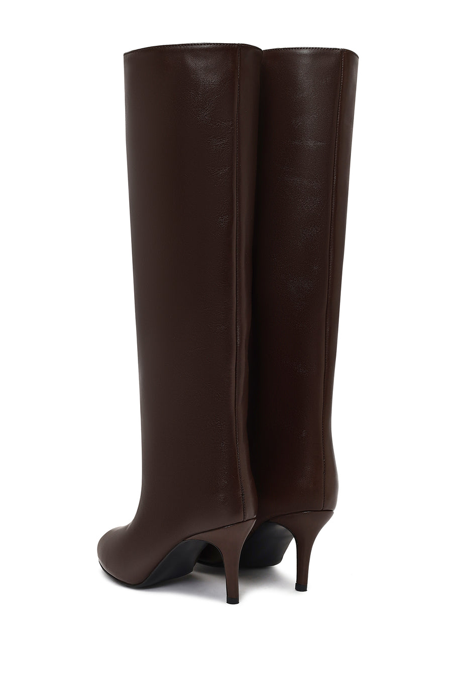 Woman Brown Thin-Heeled Leather Boots