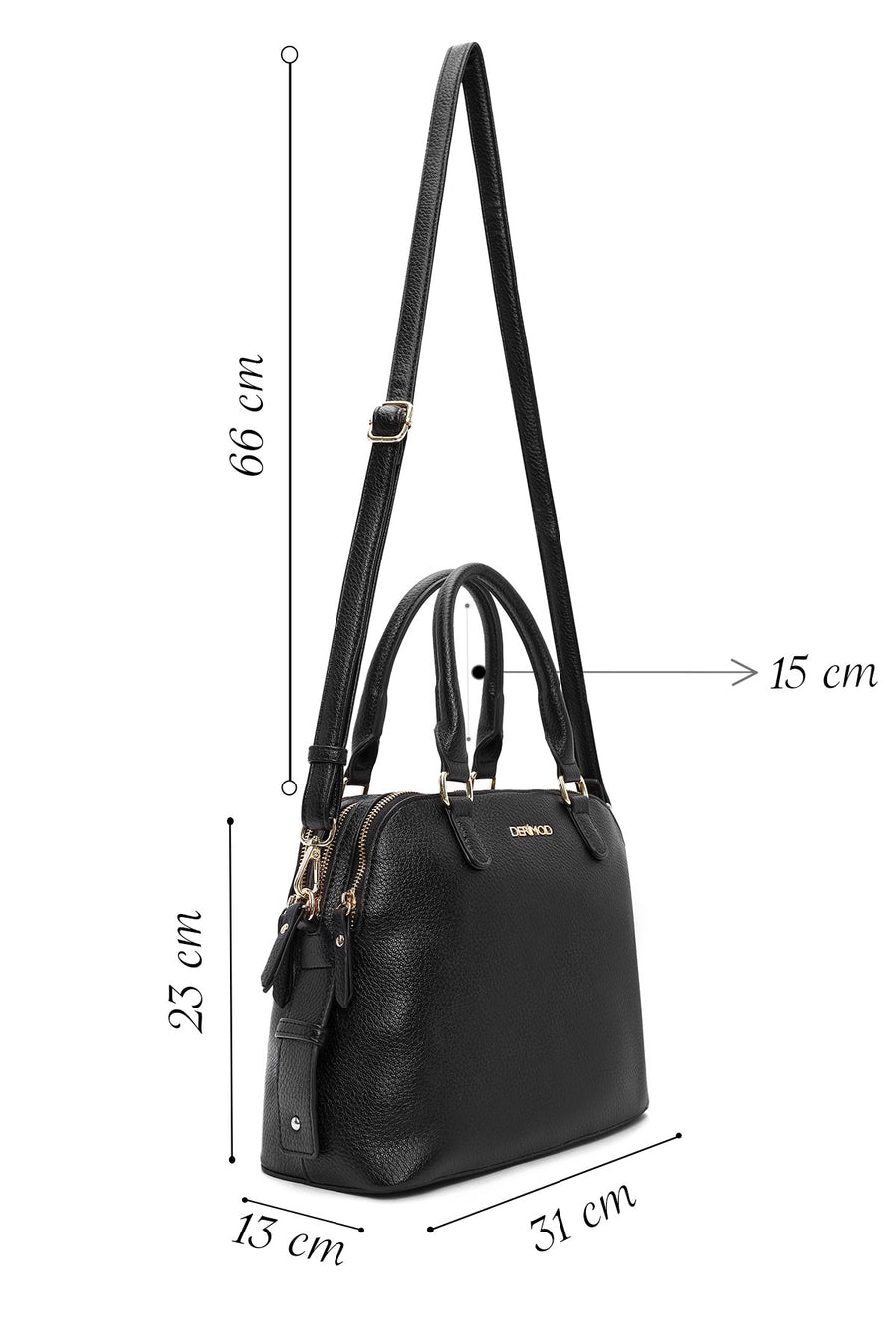 Woman Black Long-Strap Shoulder Bag