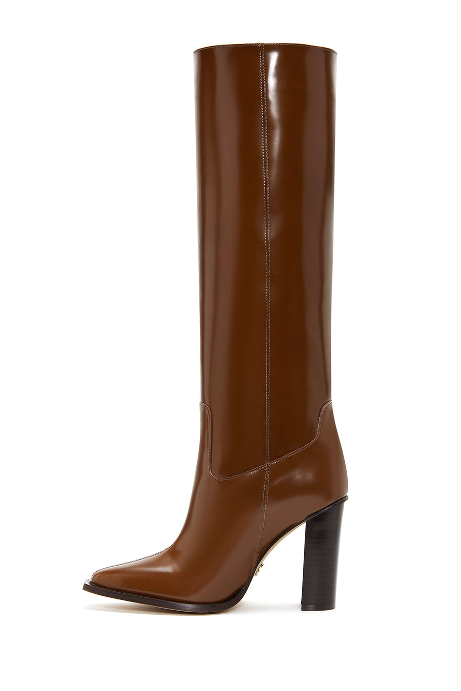 Women's Brown Leather High Heeled Boots