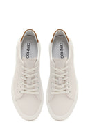 Male White Lace-Up Leather Sneaker | Derimod