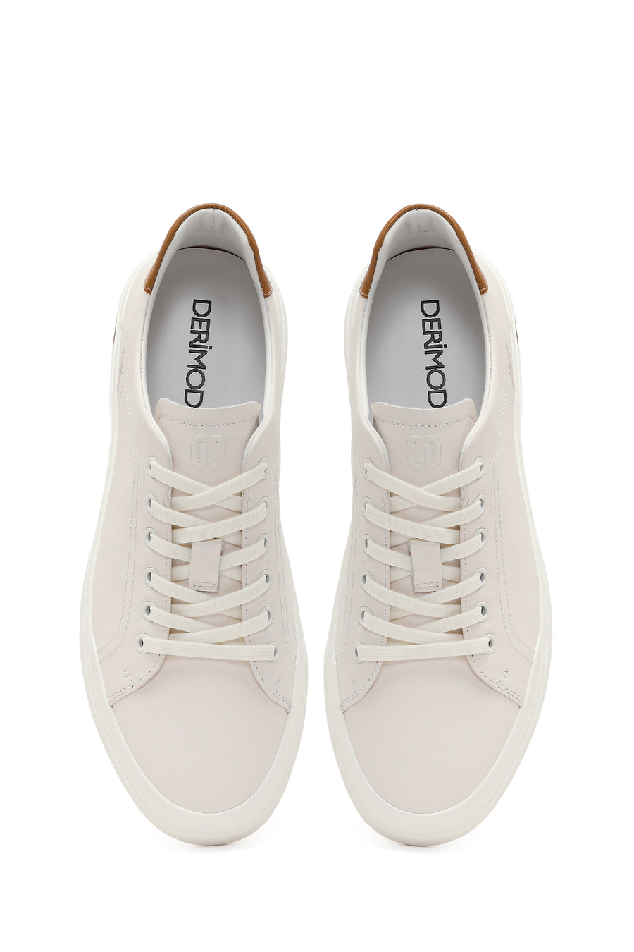 Male White Lace-Up Leather Sneaker